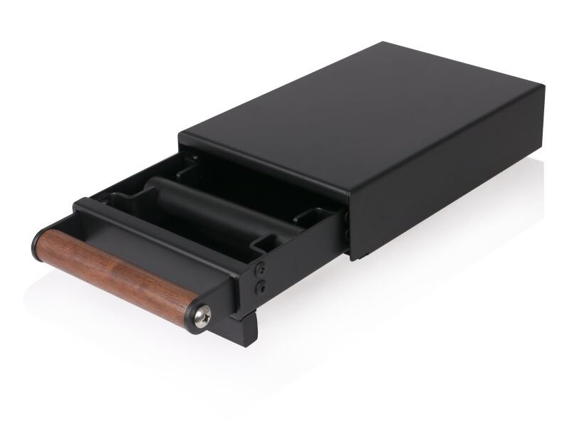 Emil - Sudschublade schwarz mit Walnussholzgriff
