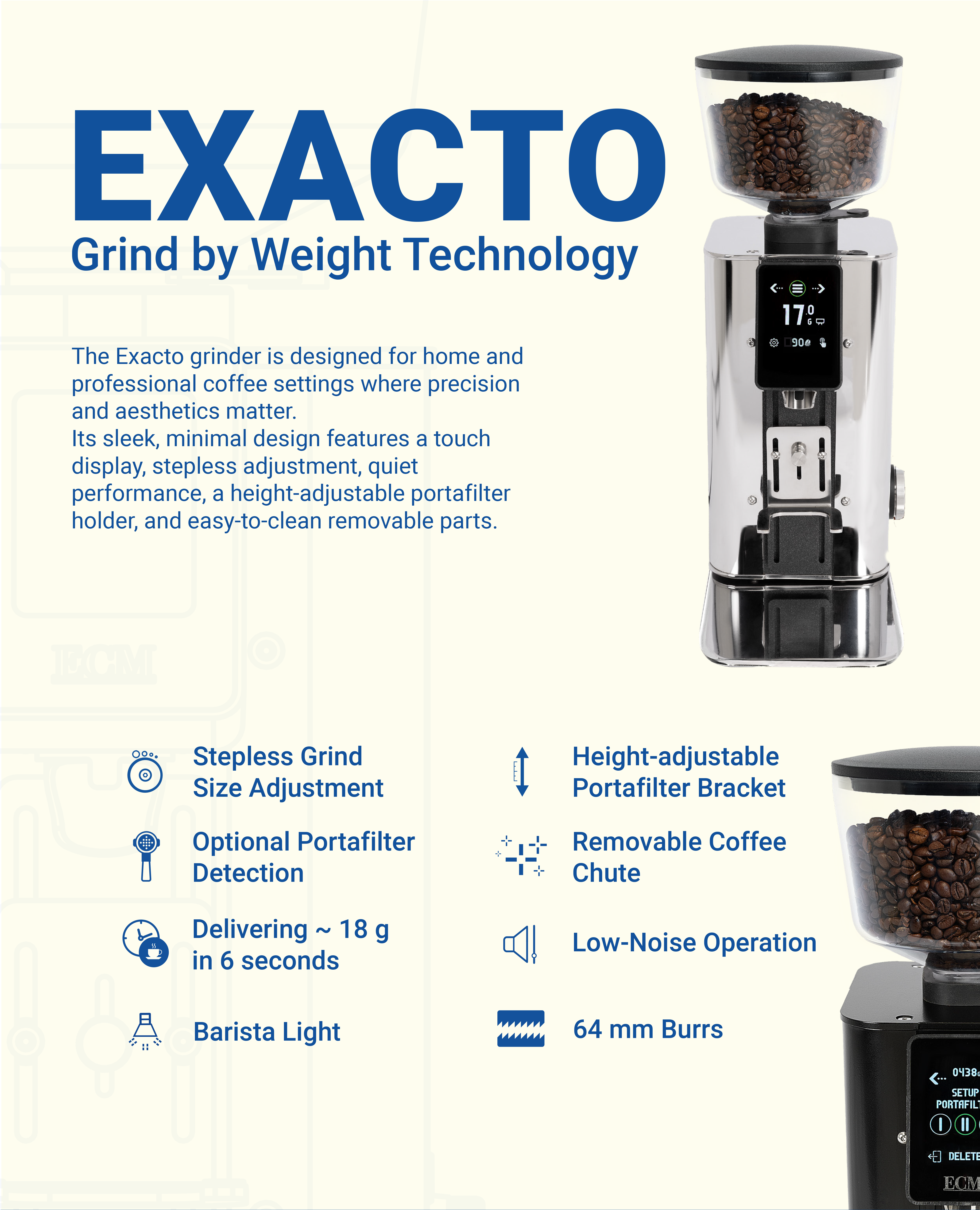 ECM Exacto - Espressomühle mit GbW - Edelstahl Poliert