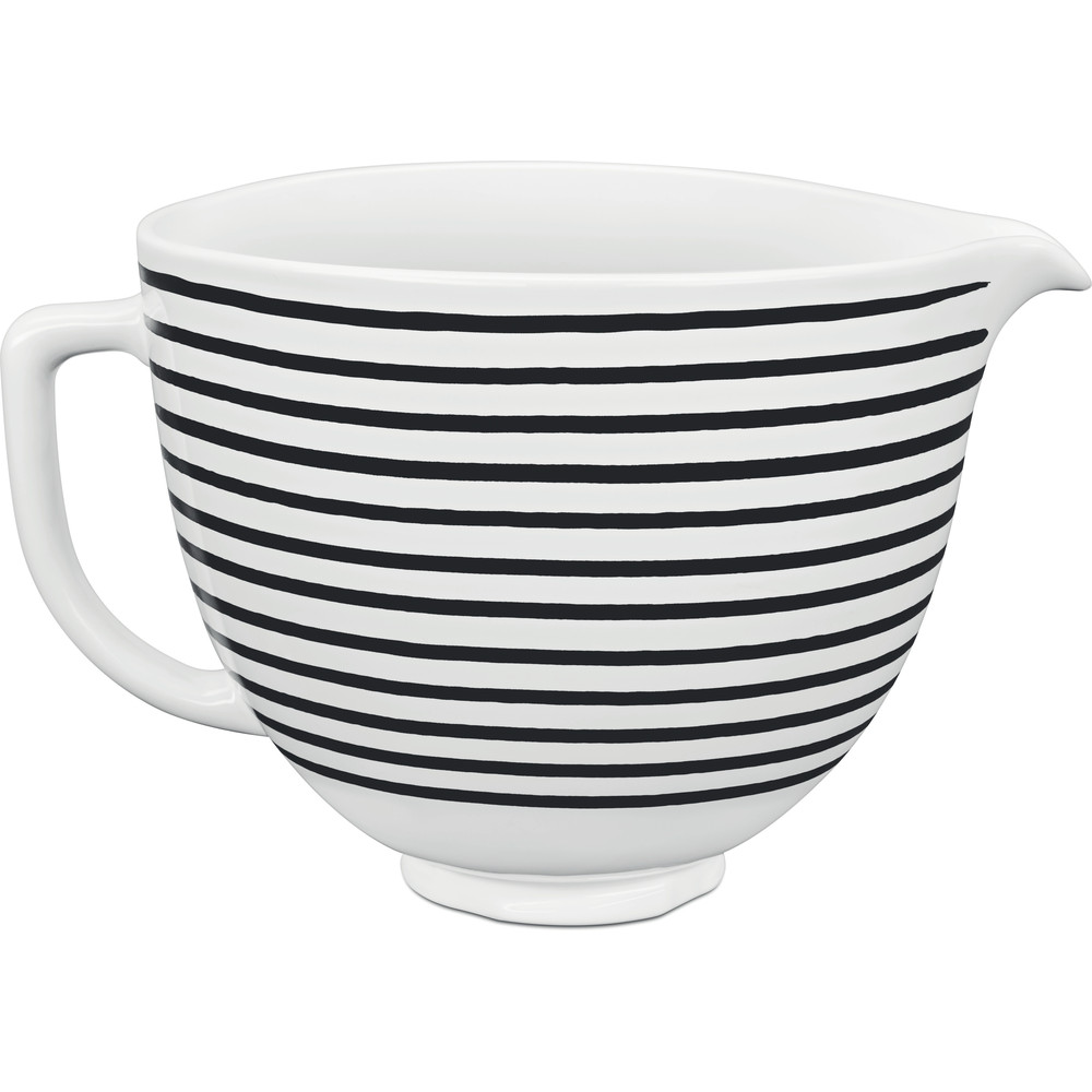 Keramikschüssel 4,7ltr. weiß-schwarz gestreift  - für Küchenmaschine 4,8L